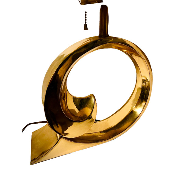 Vintage MCM 1970s Brass Swoosh Wave Lamp - Pierre Cardin inspired - Picture 5 of 5